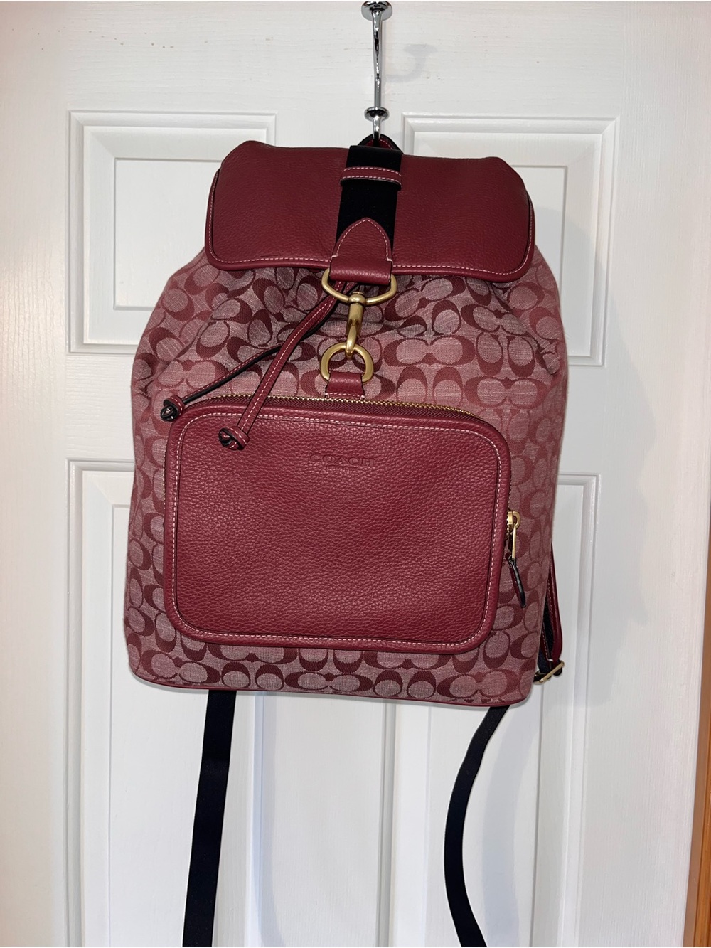 Coach Sullivan Backpack Signature Chambray in Wine Color NWOT